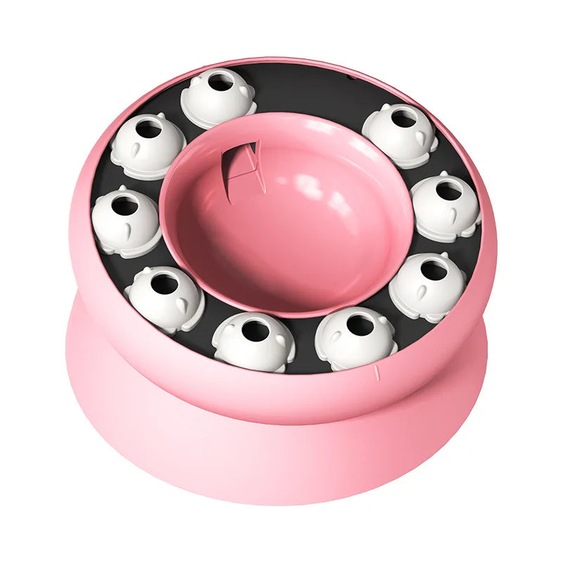 Elevated Cat Slow Feeder Bowl with Rolling Ball Surround