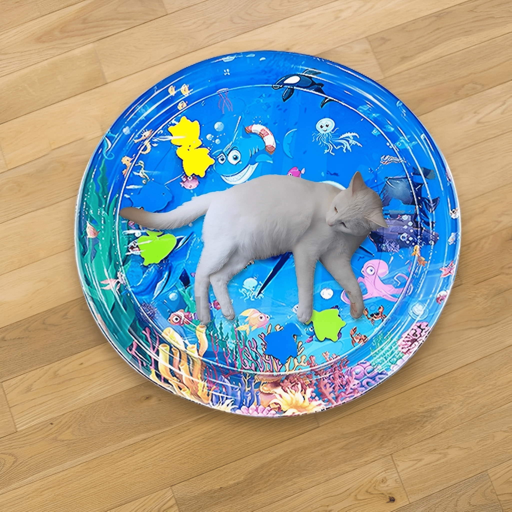 Cat Ineractive Cooling Mat with Printed Underwater Design