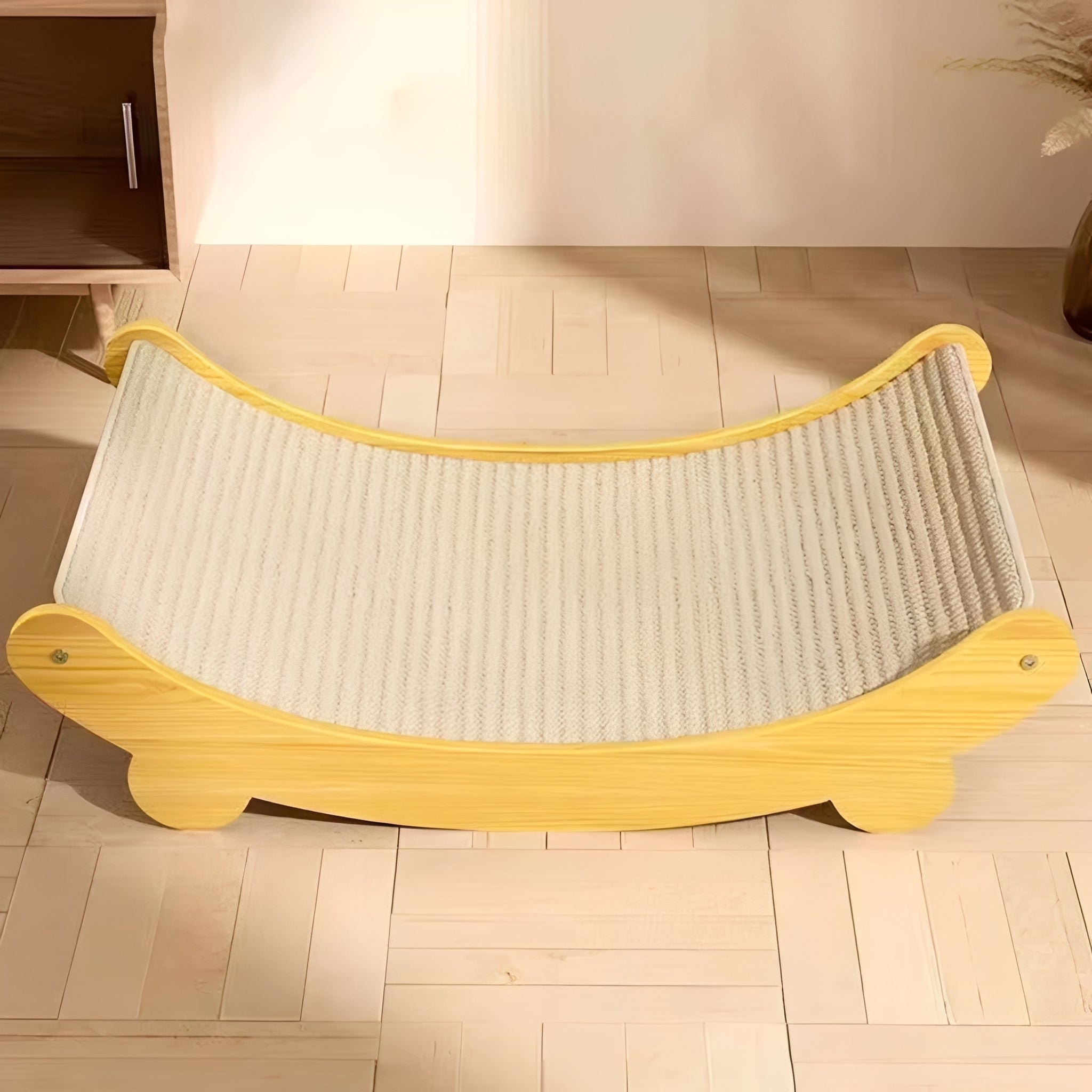 Wooden Cat Scratcher with Curved Resting Board