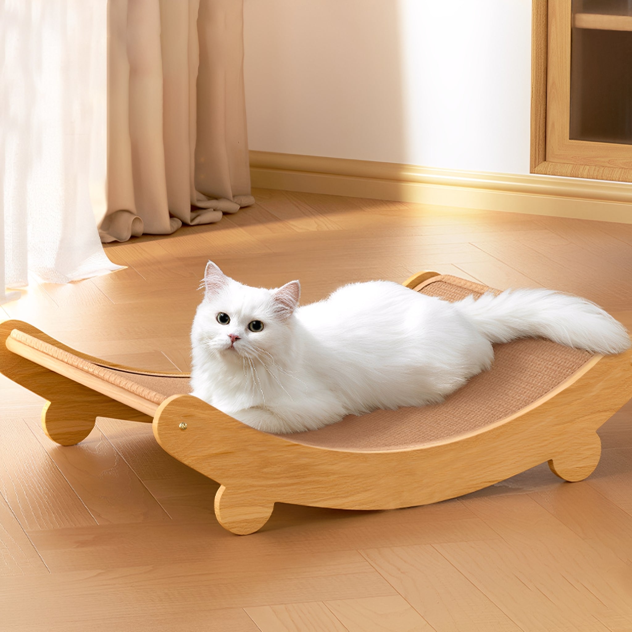 Wooden Cat Scratcher with Curved Resting Board