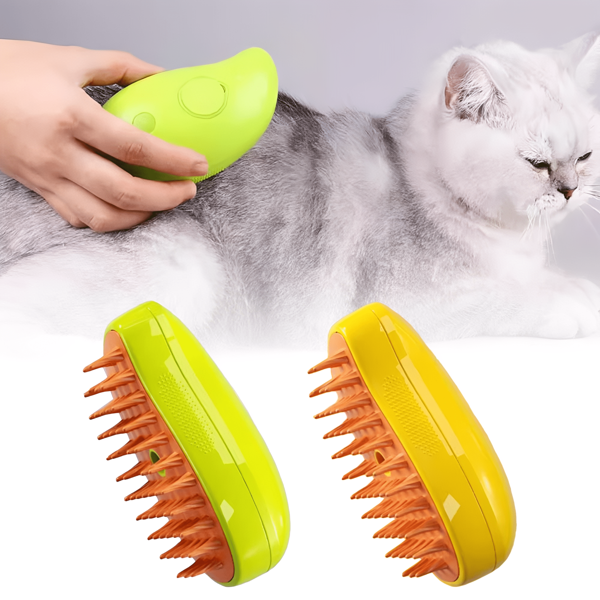 Pet Steam Grooming Brush with Soft Silicone Bristles