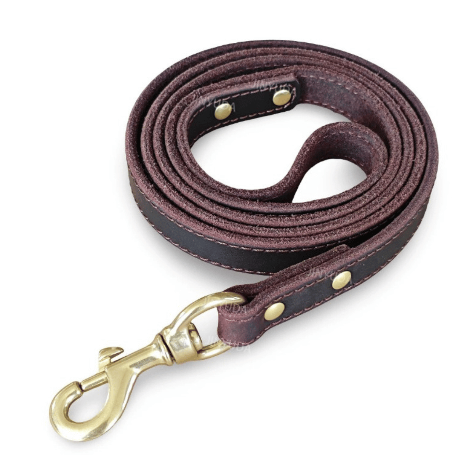 Leather Dog Lead with Gold-Tone Clip Fastening