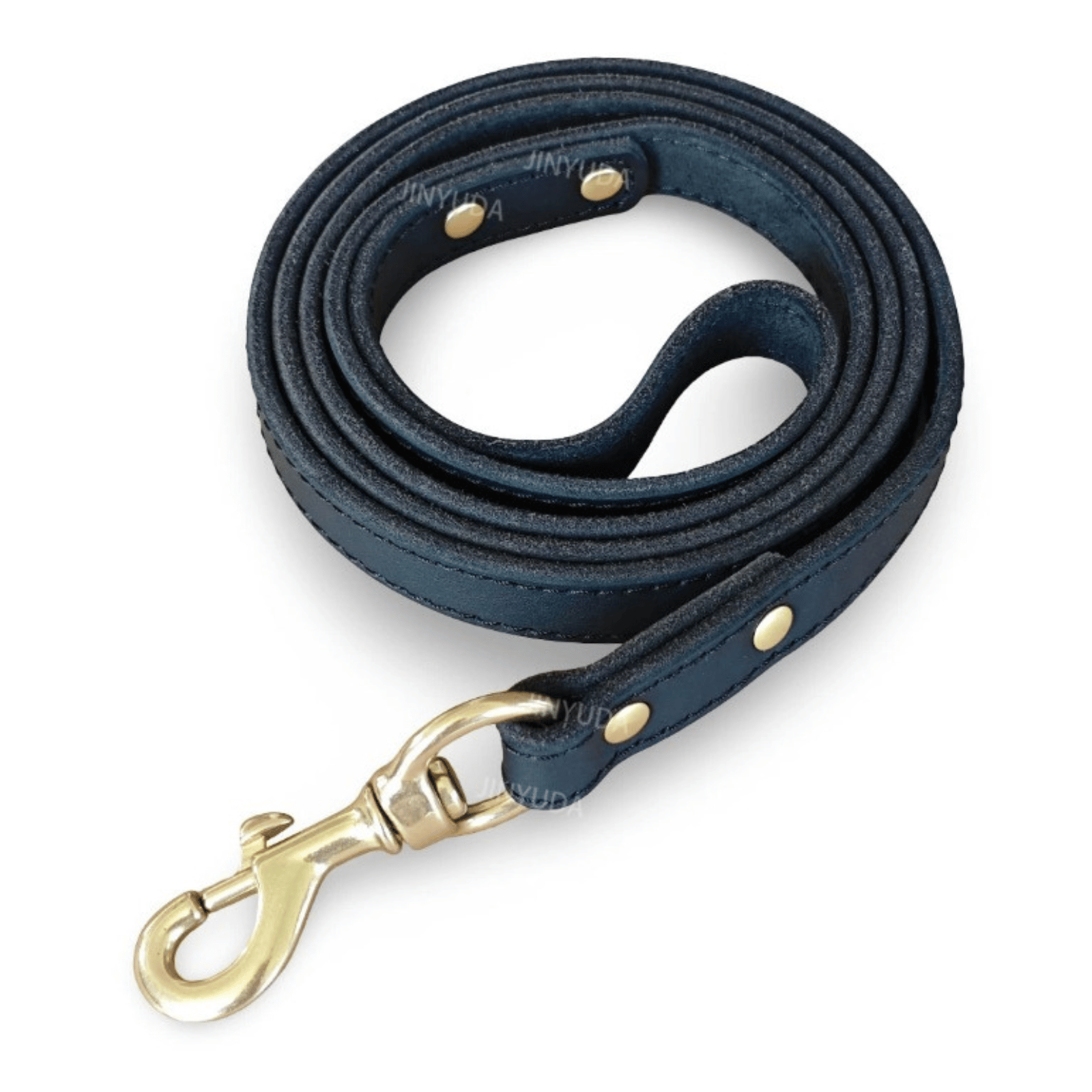 Leather Dog Lead with Gold-Tone Clip Fastening