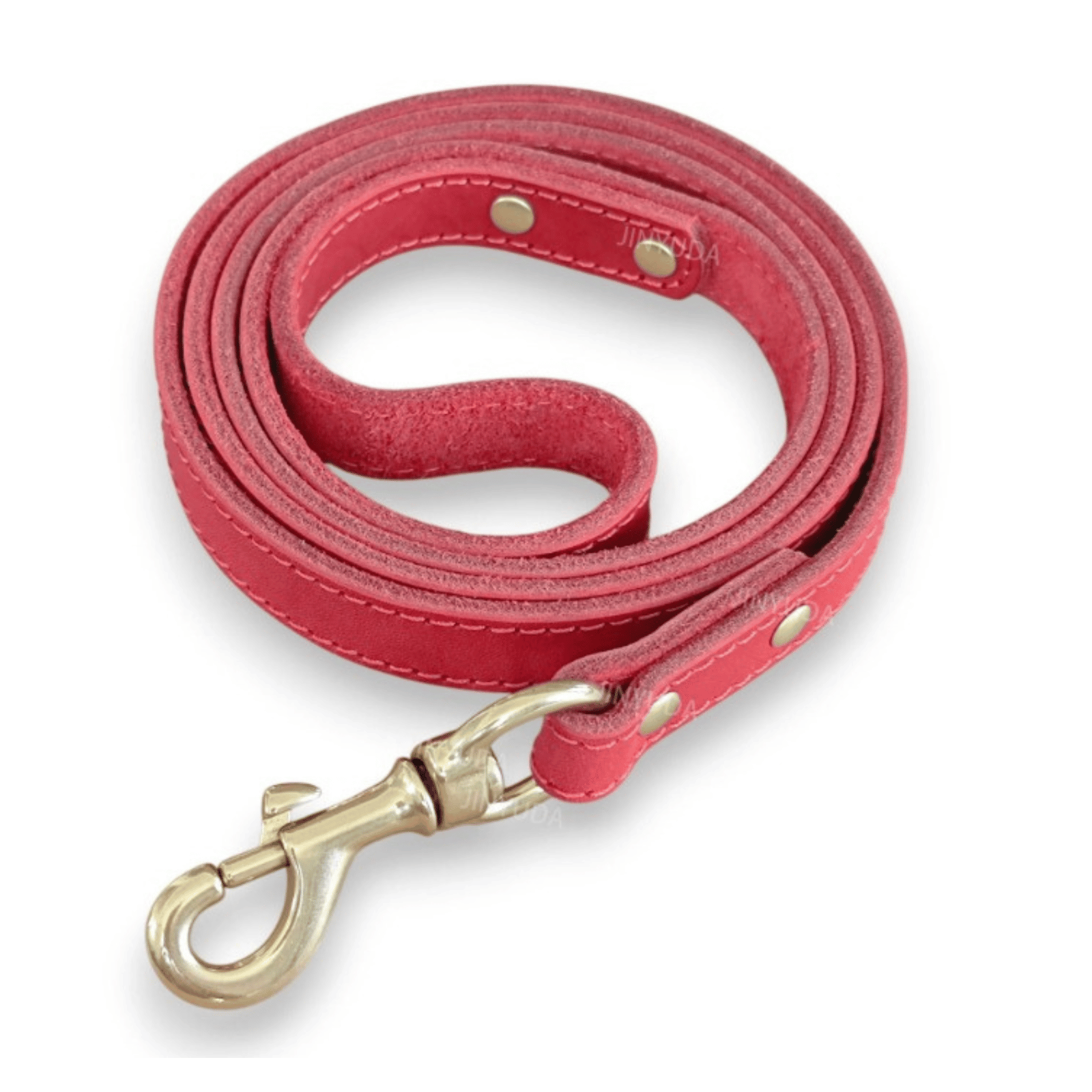 Leather Dog Lead with Gold-Tone Clip Fastening