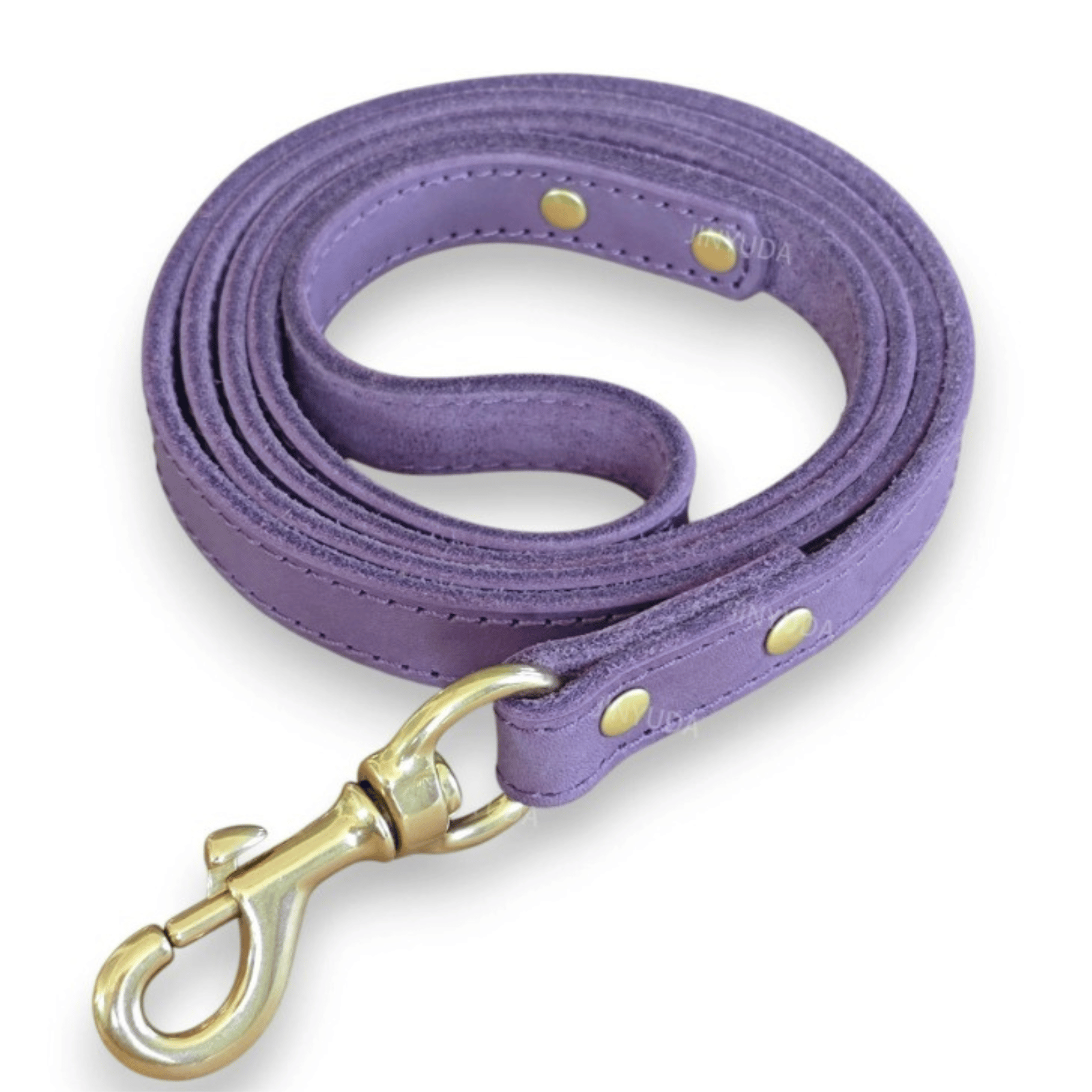 Leather Dog Lead with Gold-Tone Clip Fastening