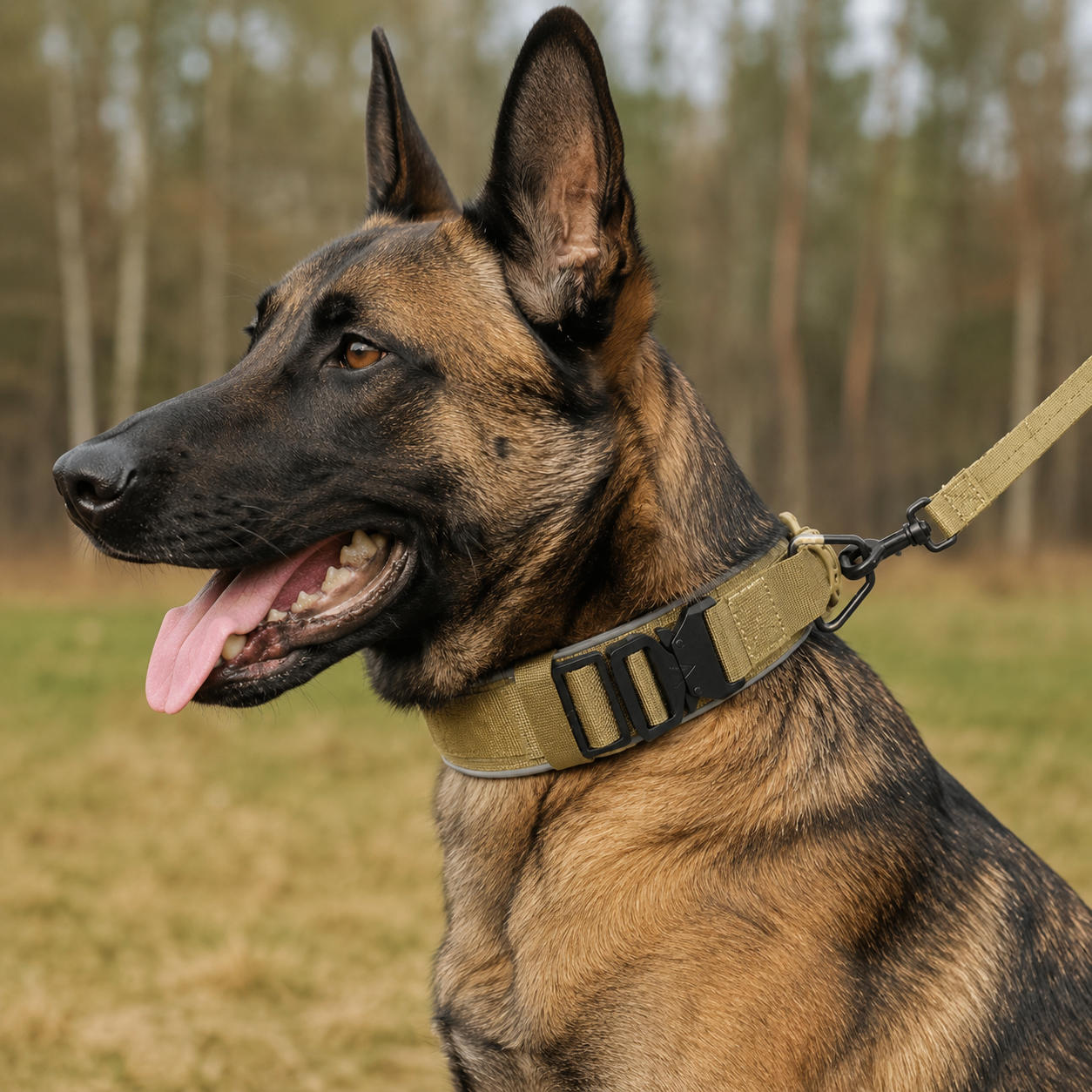 Tactical Dog Collar and Lead Set with Quick-Release Buckle