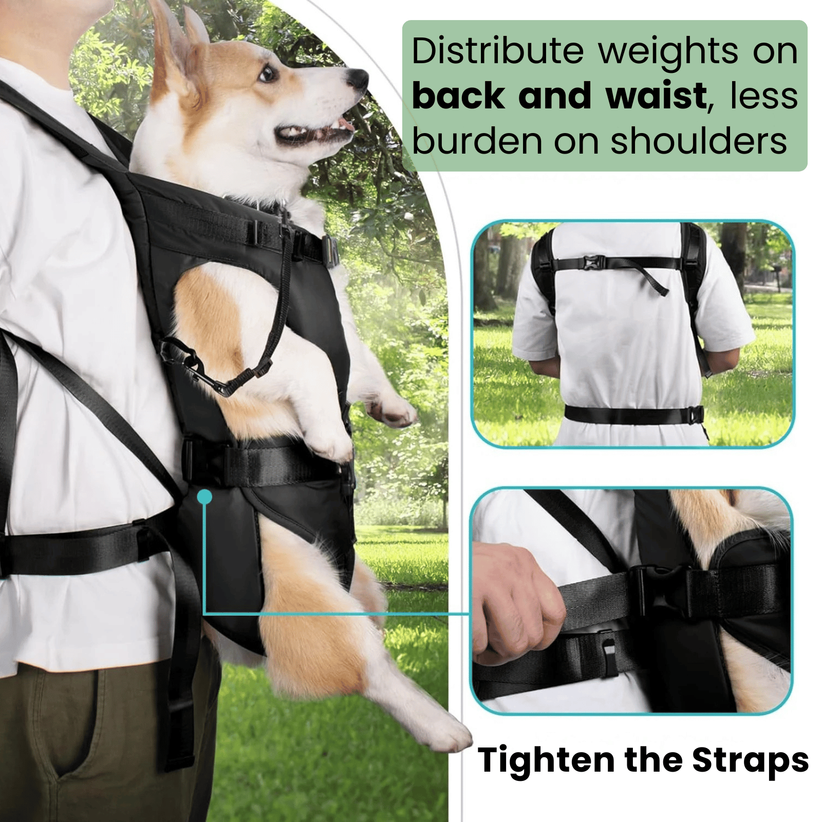 Front-Facing Dog Carrier Backpack with Adjustable Straps