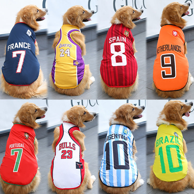 Sports Vest Dog T-Shirt with Number Print Design