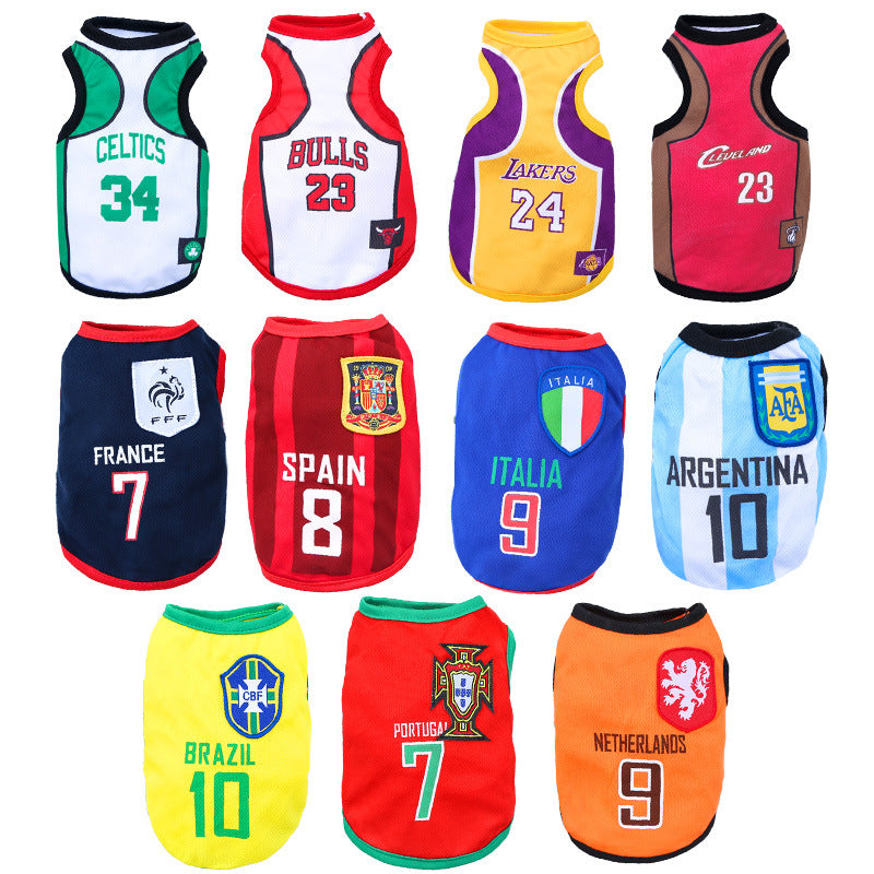 Sports Vest Dog T-Shirt with Number Print Design