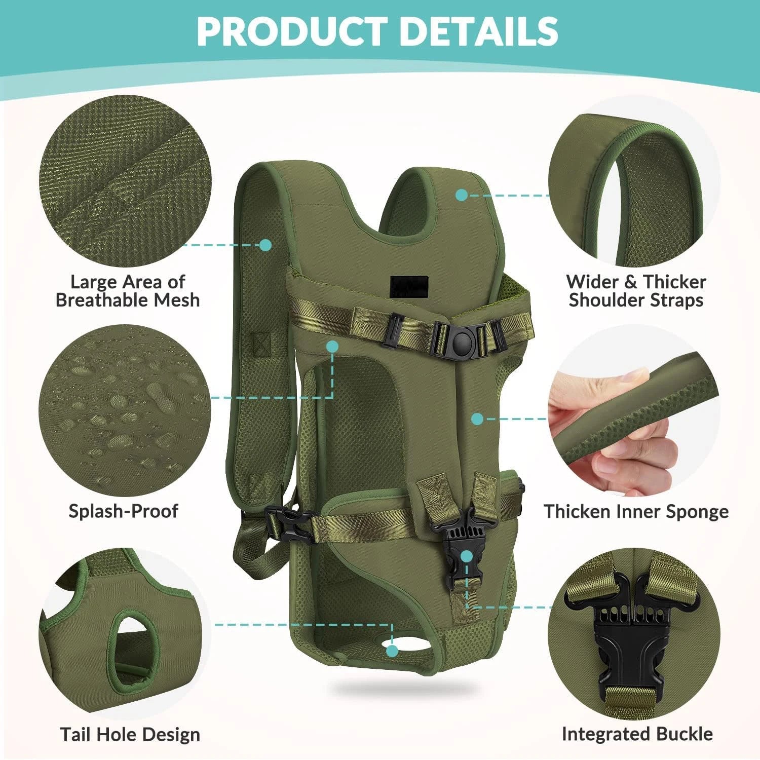 Front-Facing Dog Carrier Backpack with Adjustable Straps