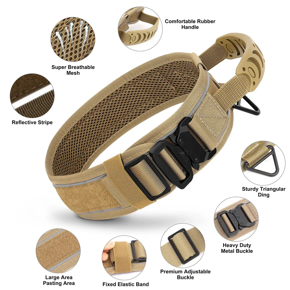 Tactical Dog Collar and Lead Set with Quick-Release Buckle