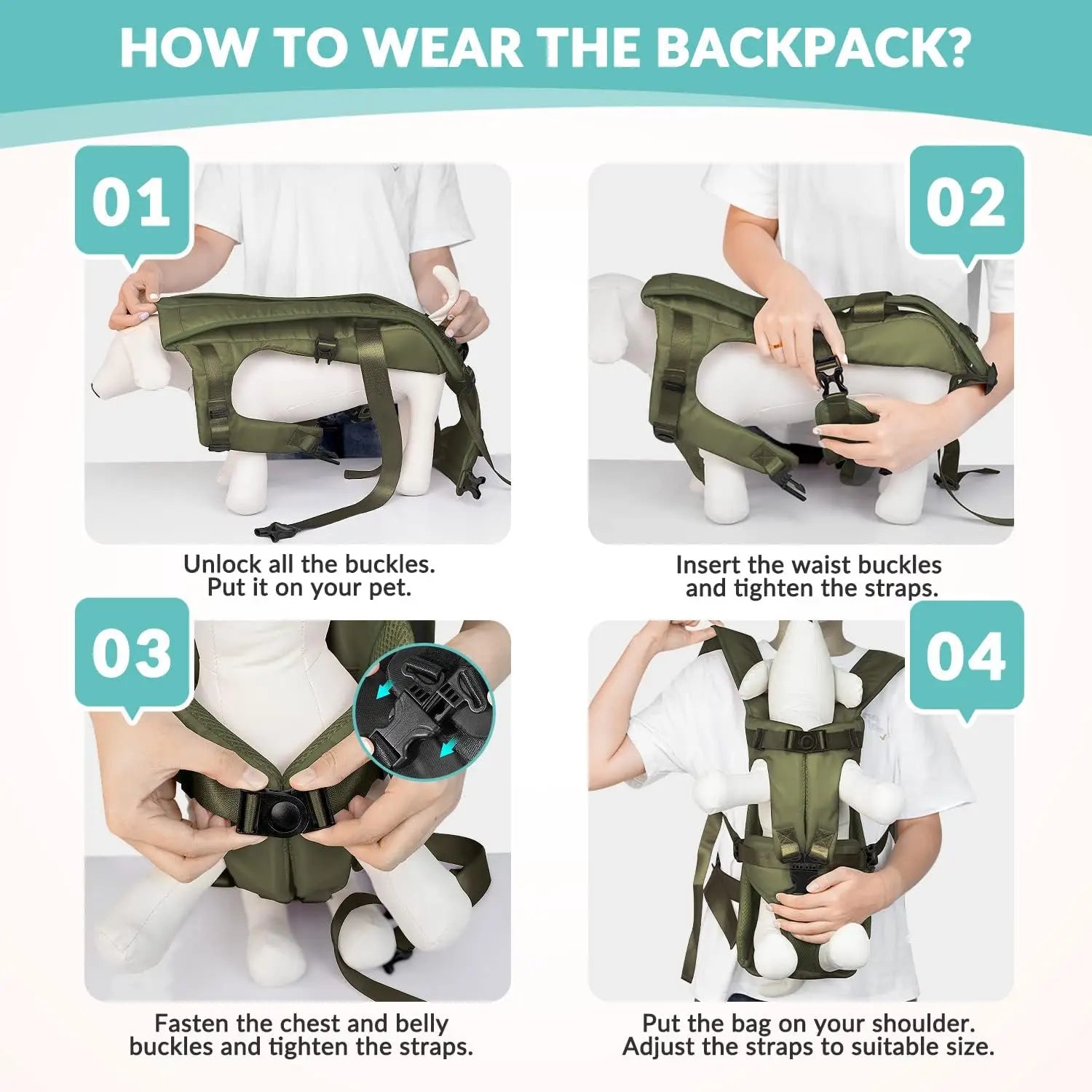 Front-Facing Dog Carrier Backpack with Adjustable Straps