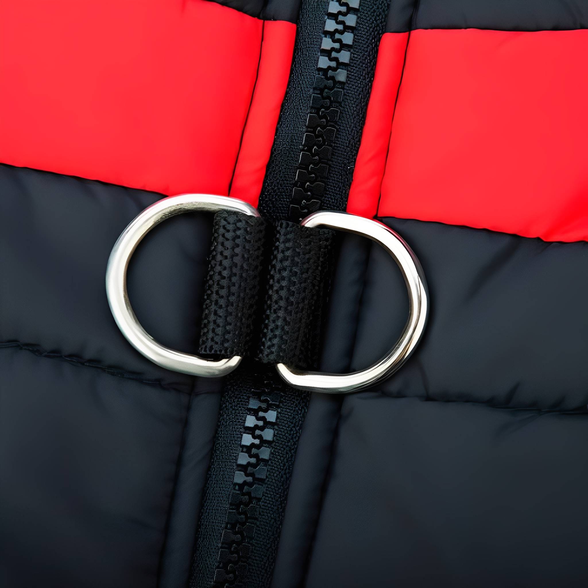 Padded Dog Coat with Zip Fastening and Built-In Lead Attachment