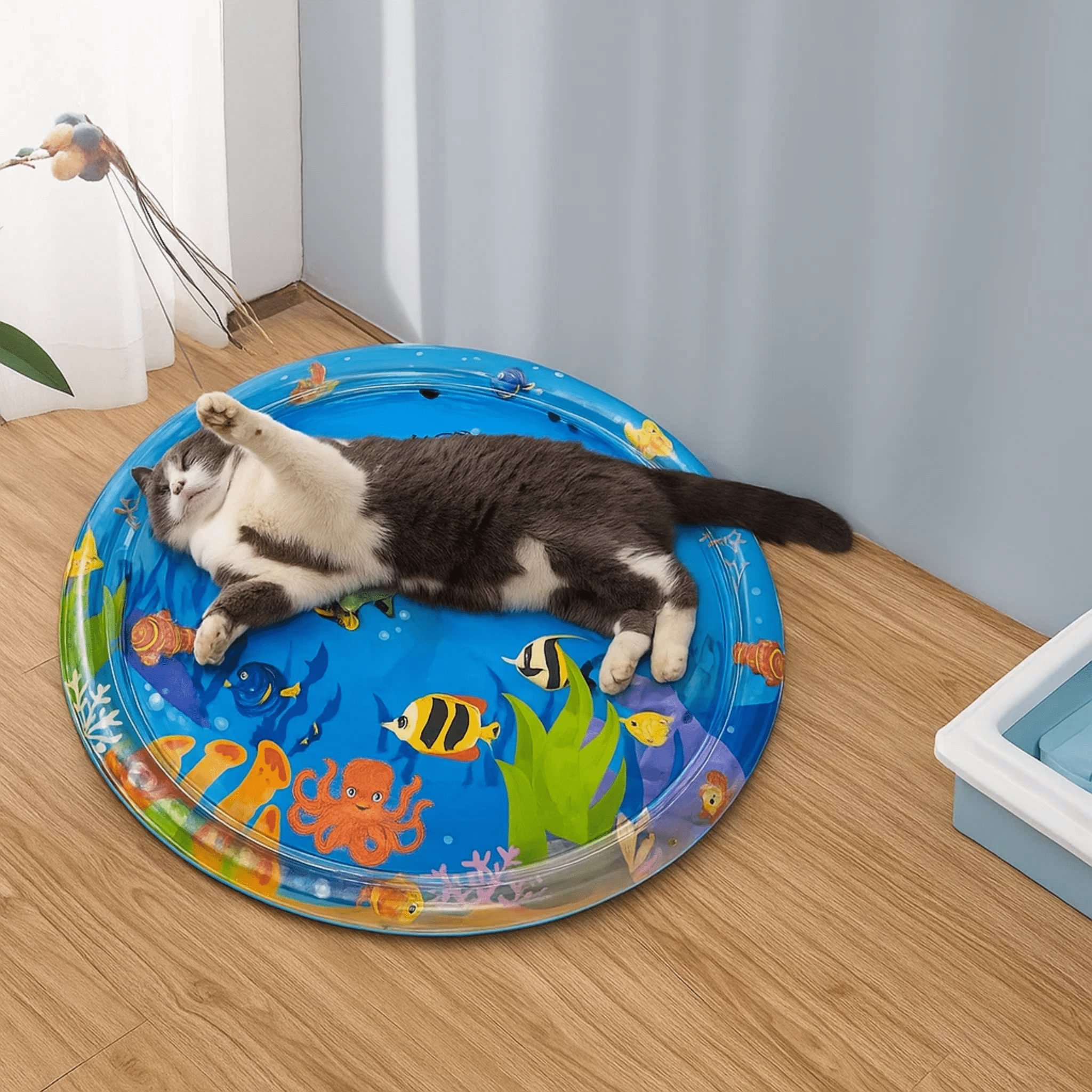 Cat Ineractive Cooling Mat with Printed Underwater Design