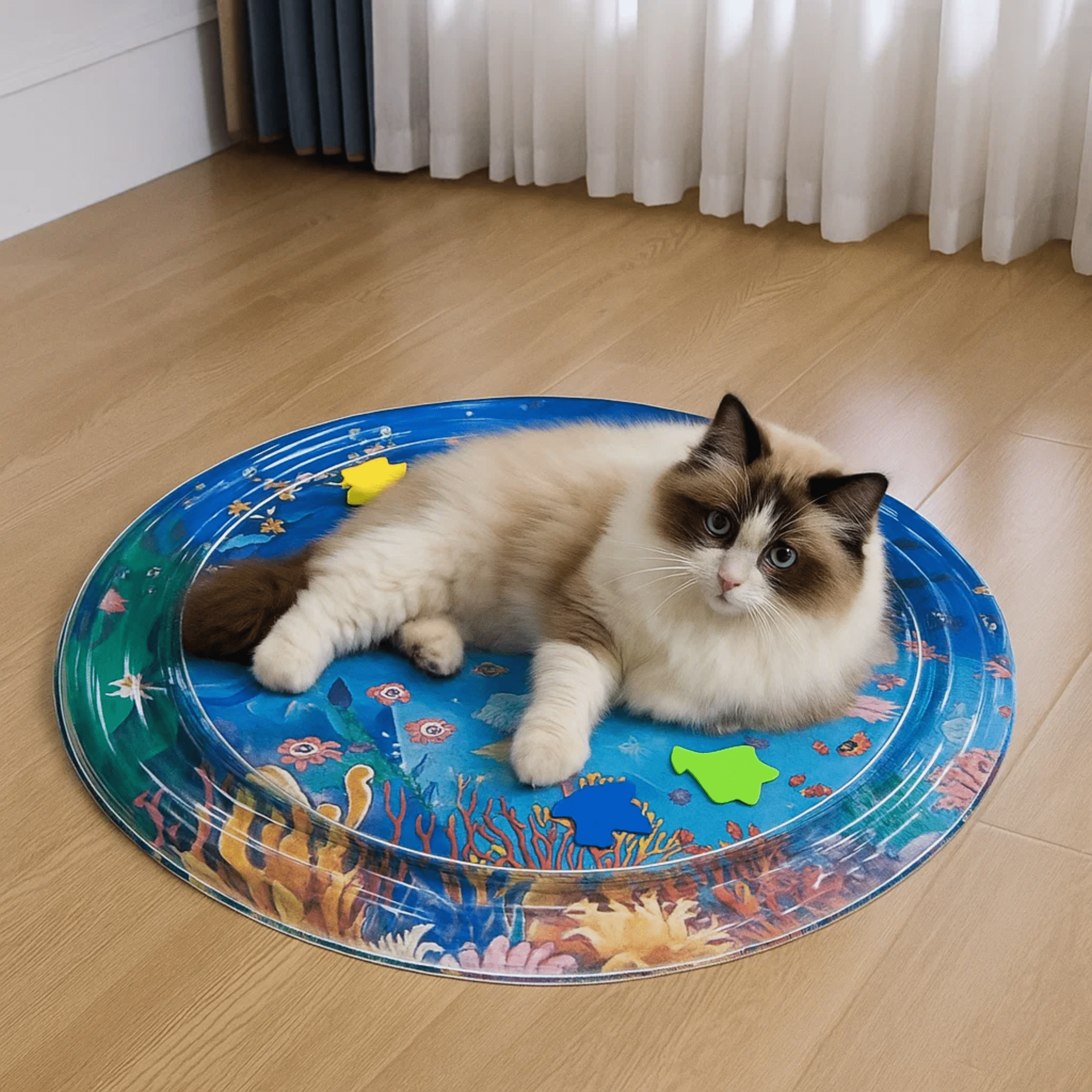 Cat Ineractive Cooling Mat with Printed Underwater Design