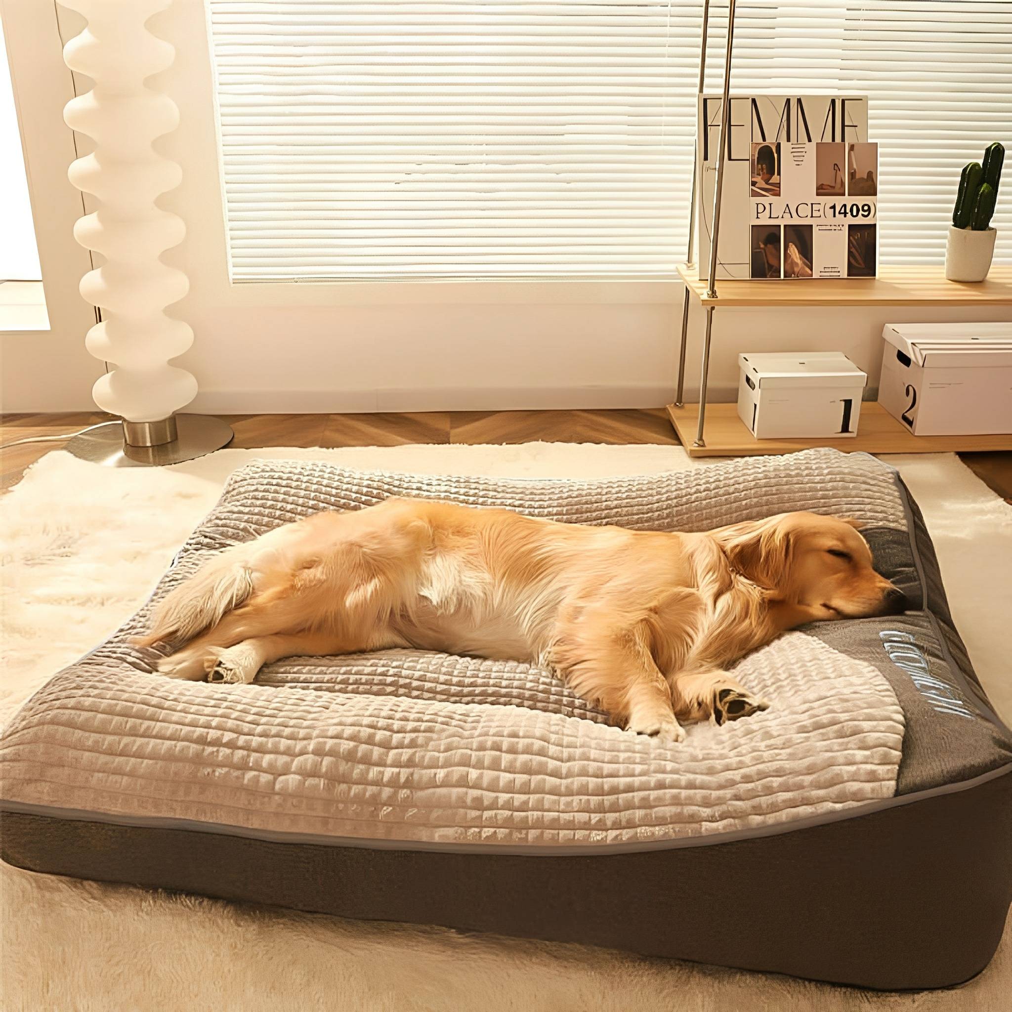 Large Dog Bed with Bolster Sides and Removable Washable Cover