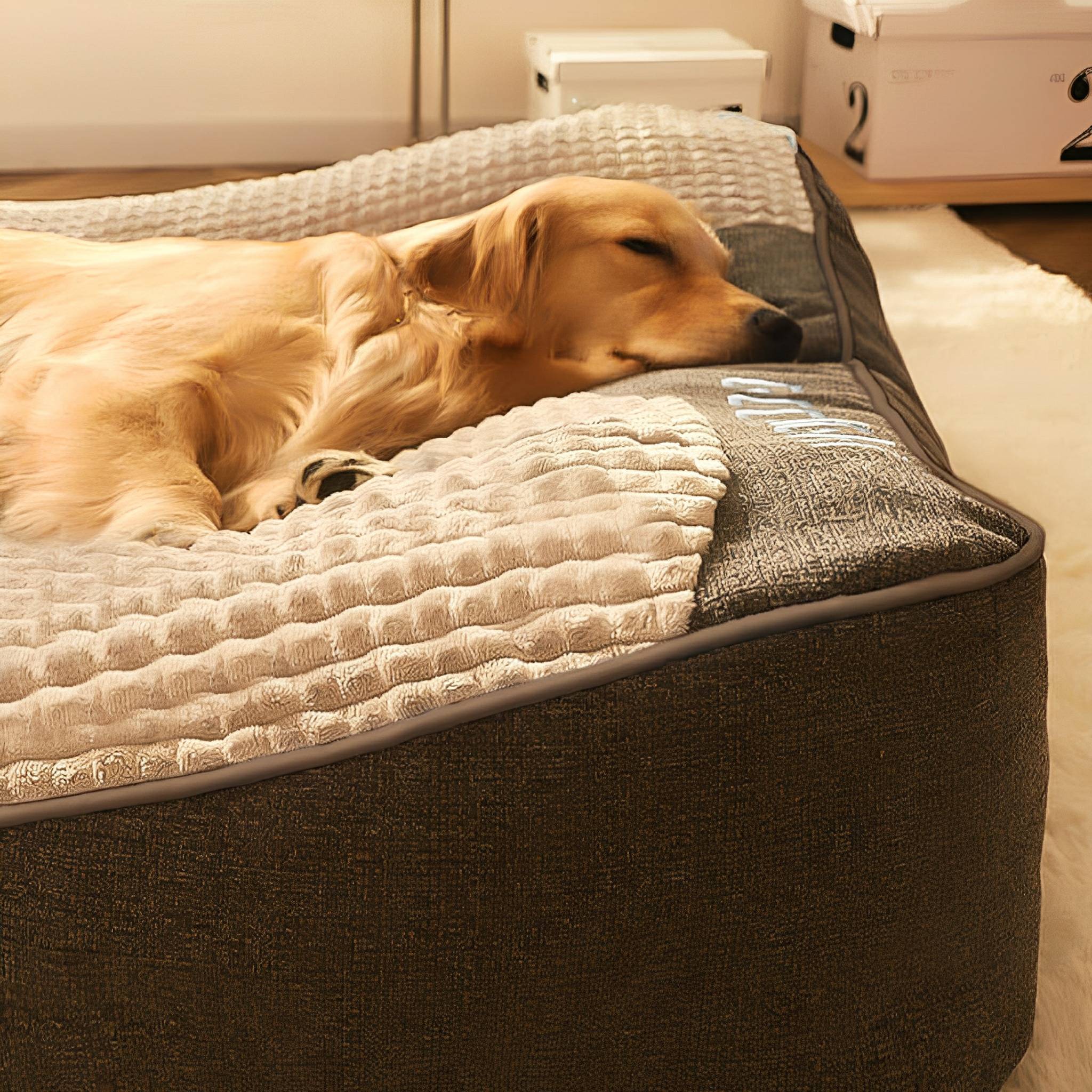 Large Dog Bed with Bolster Sides and Removable Washable Cover