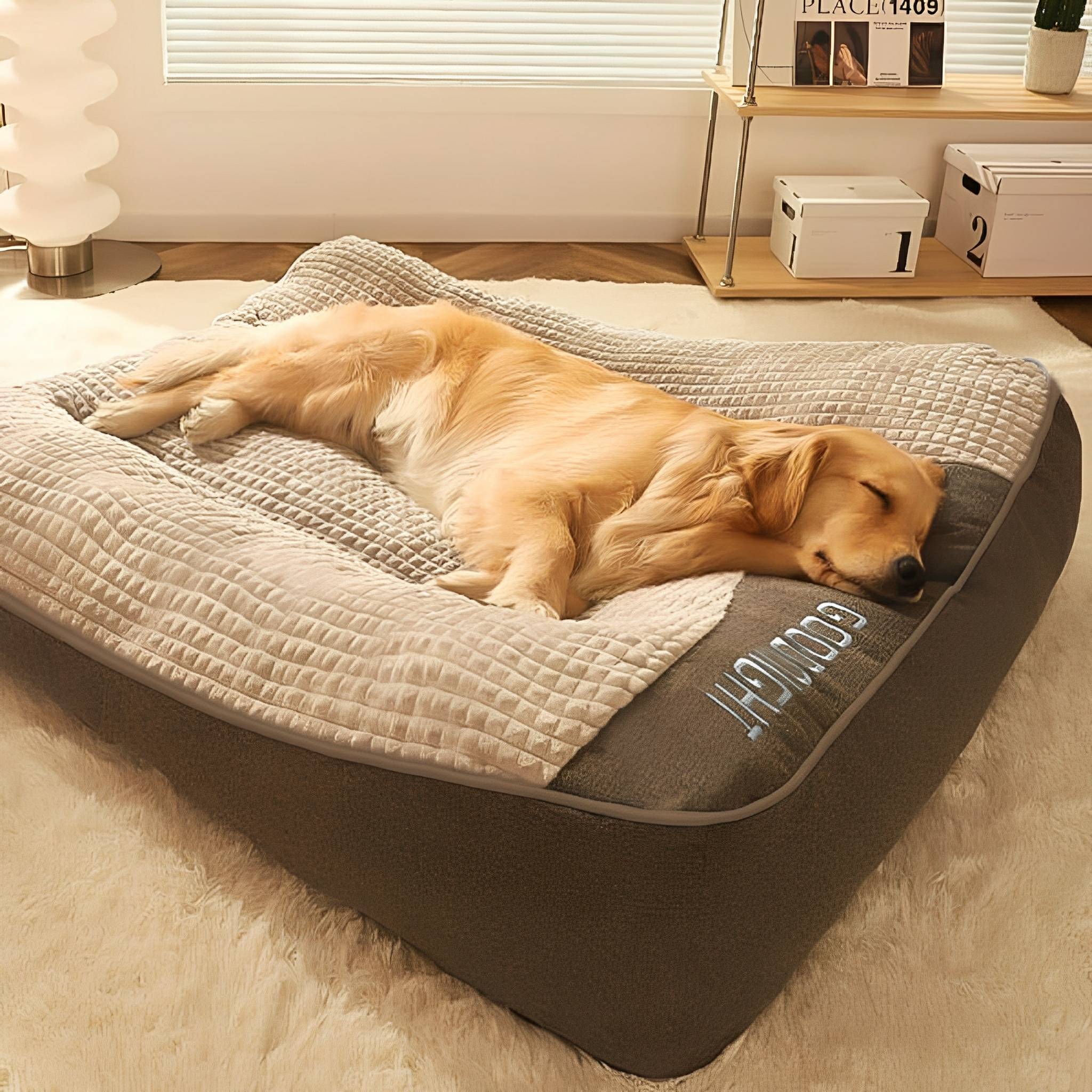 Large Dog Bed with Bolster Sides and Removable Washable Cover