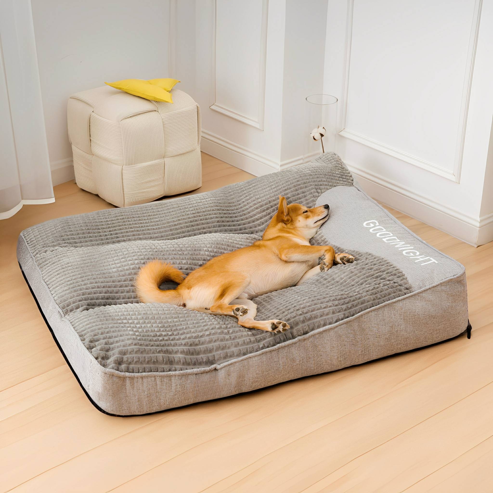 Large Dog Bed with Bolster Sides and Removable Washable Cover