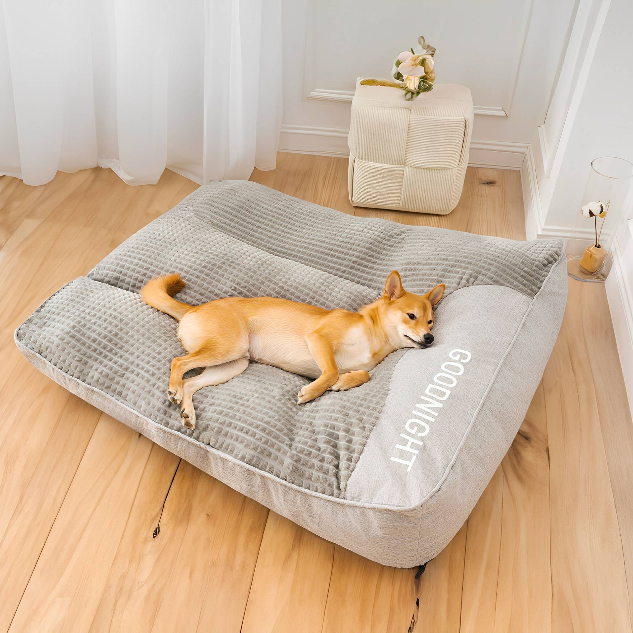 Large Dog Bed with Bolster Sides and Removable Washable Cover