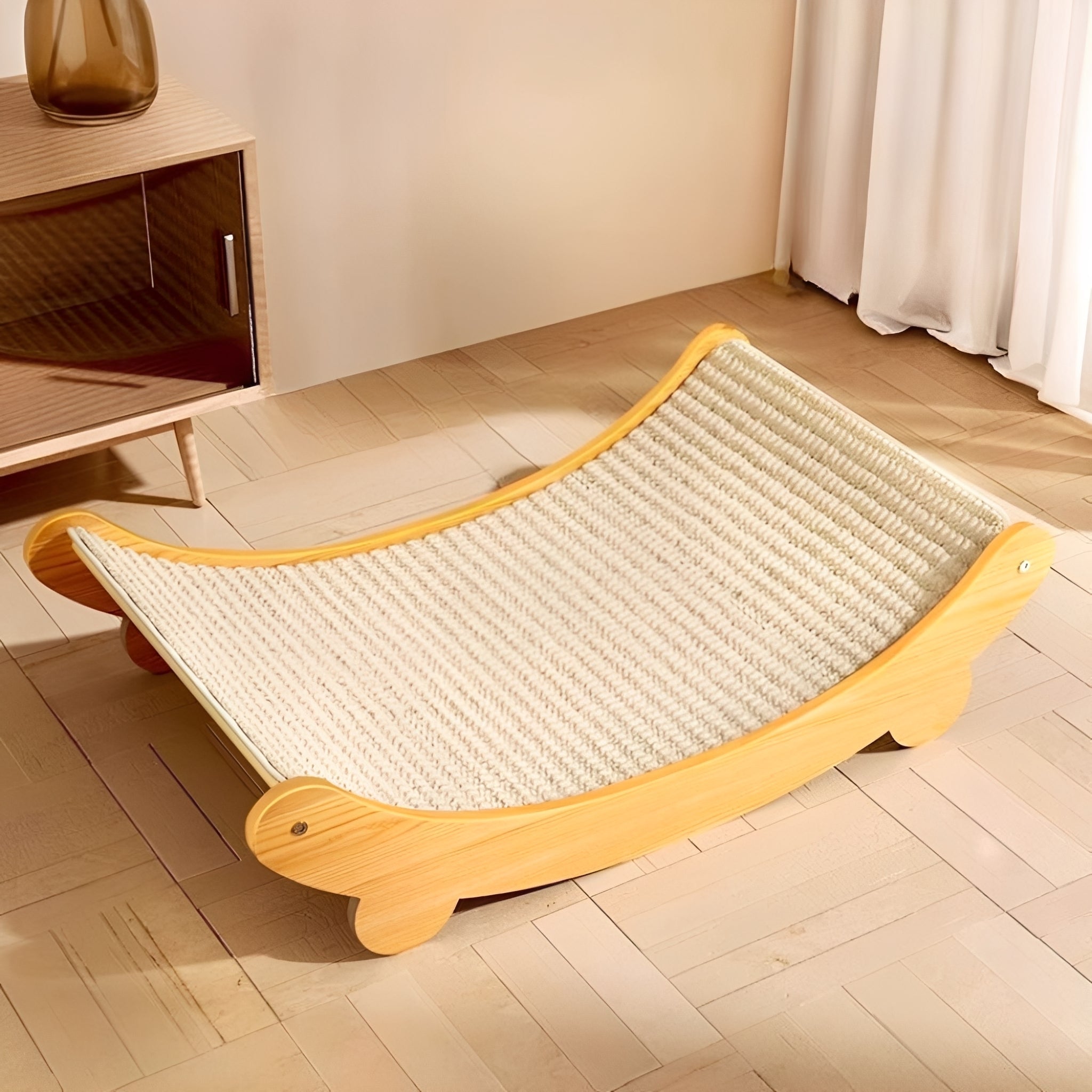 Wooden Cat Scratcher with Curved Resting Board