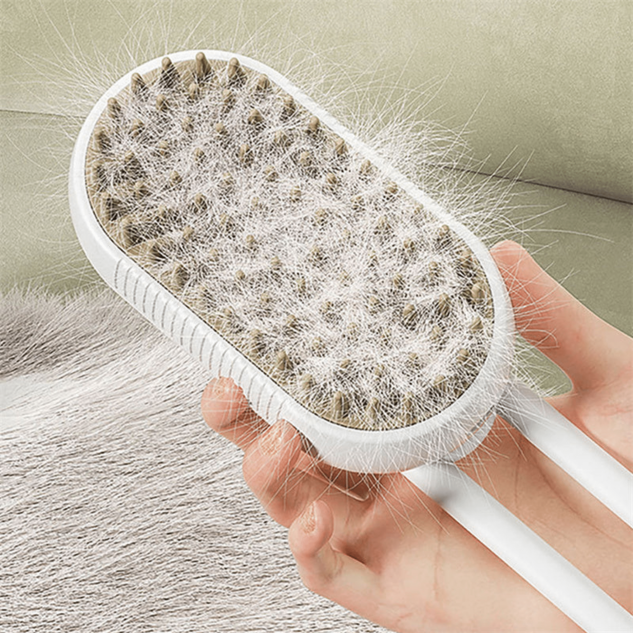 Pet Steam Grooming Brush with One-Press Hair Release