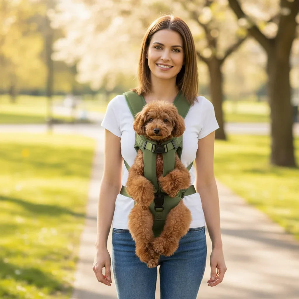 Front-Facing Dog Carrier Backpack with Adjustable Straps